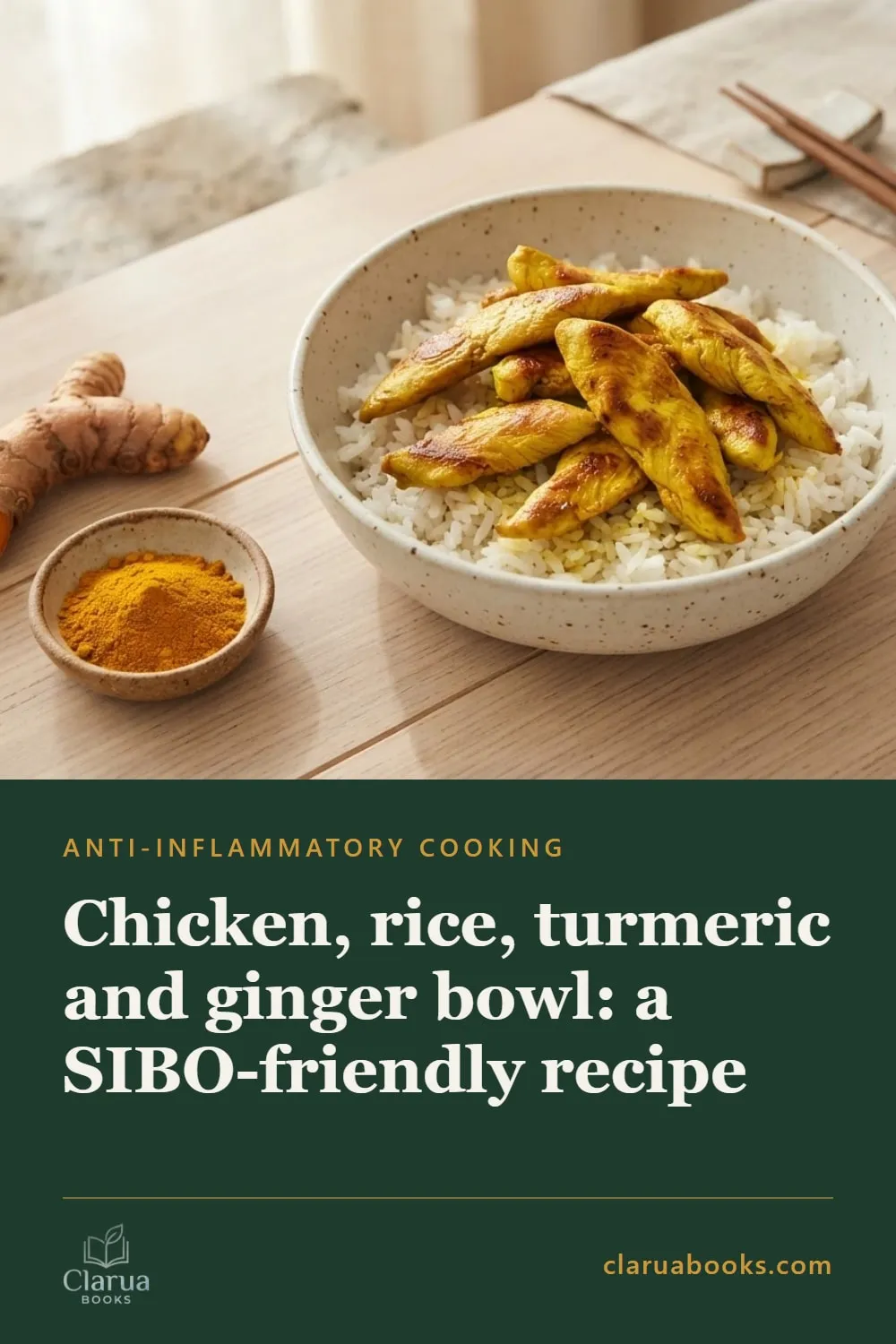 Chicken bowl with turmeric and ginger, a SIBO-friendly recipe with no onion or garlic