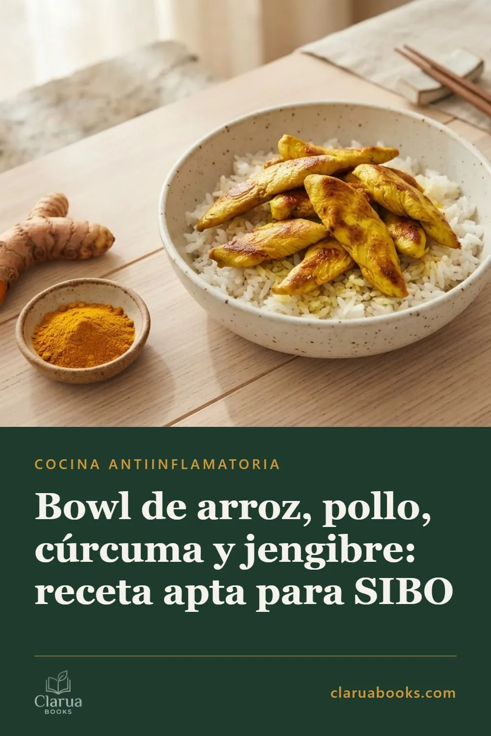 Bowl de pollo con cúrcuma y jengibre, receta apta para SIBO y sin cebolla ni ajo
