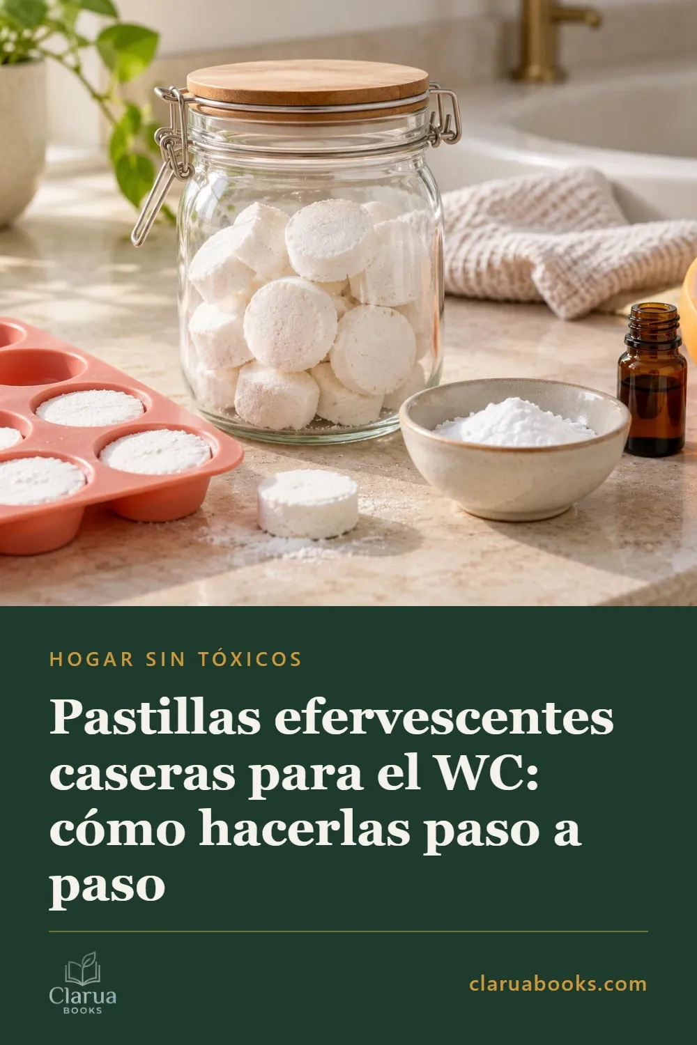 Pastillas efervescentes caseras para el WC hechas con bicarbonato y ácido cítrico